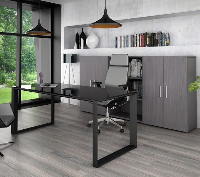 Escritorio SQ - Nobu Black Vidrio Ejecutivo